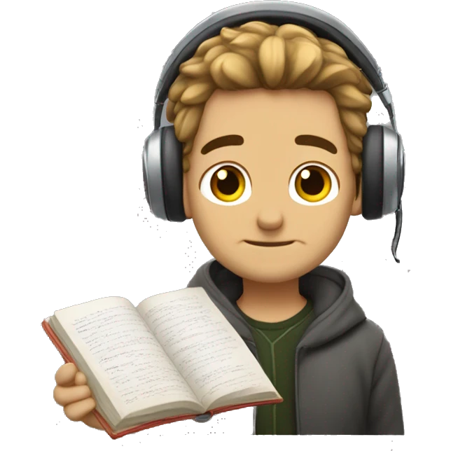 leon con audífonos y estudiando emoji