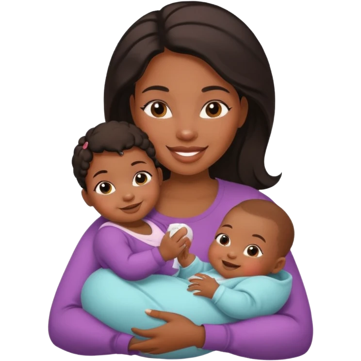 Black woman rocking her baby emoji