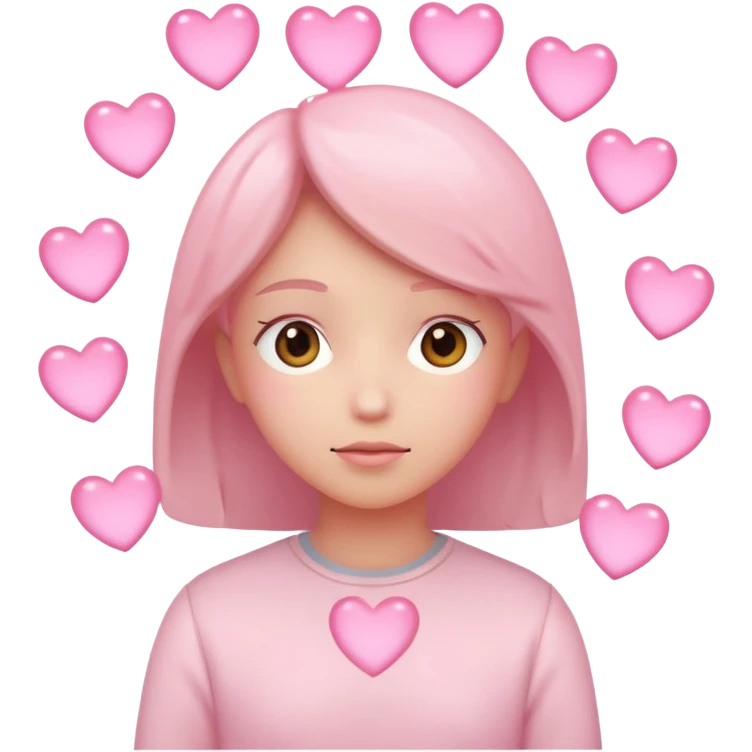 Thinking with light pink hearts emoji