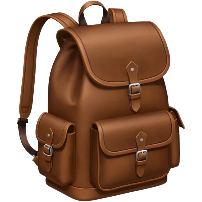 Draw a laether backpack using an front camera with a High-Angle Shot. emoji