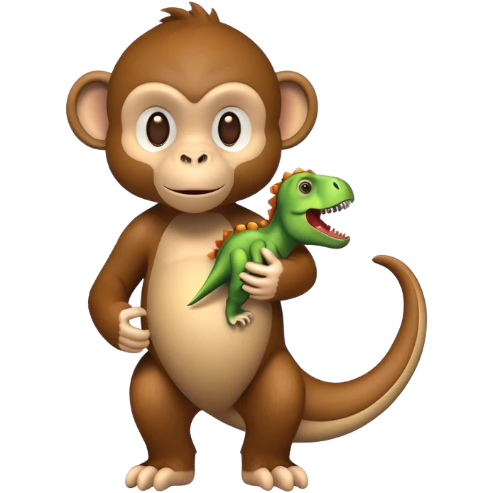 monkey with dinosaur toy emoji