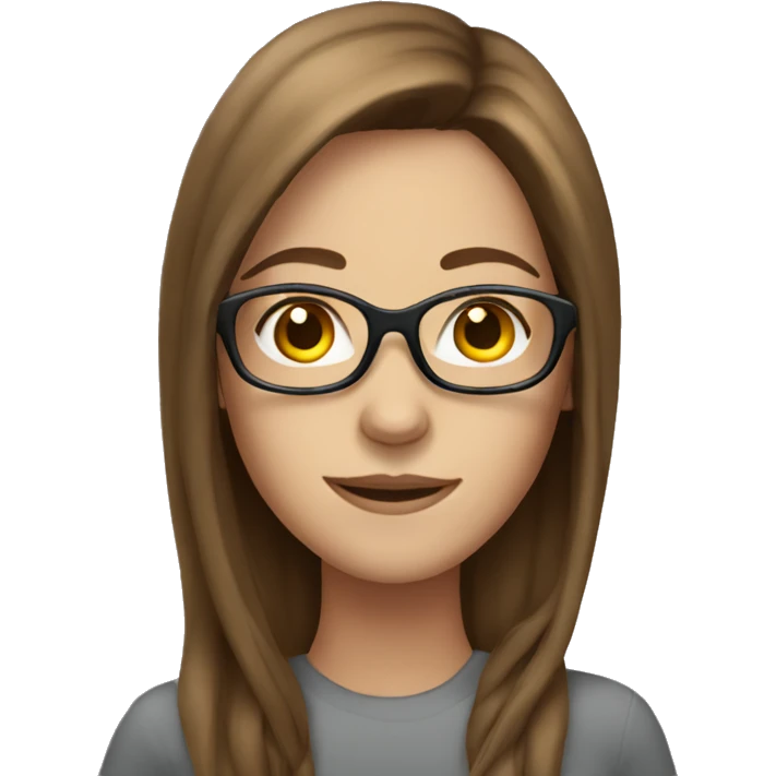 White woman with long brown hair and glasses emoji