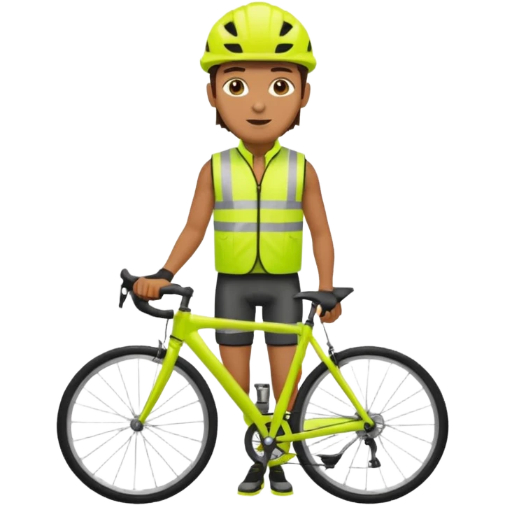 Cyclist with hi-vis vest, while cyclig emoji