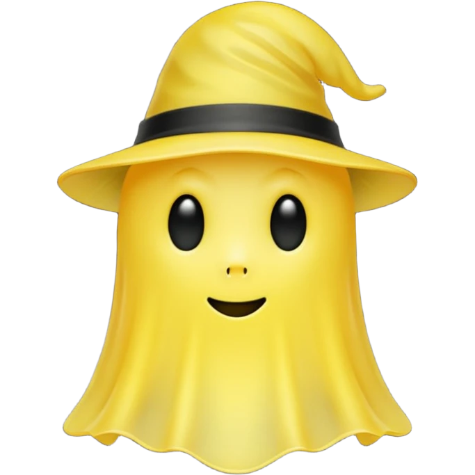 Yellow ghost with tiny black hat emoji
