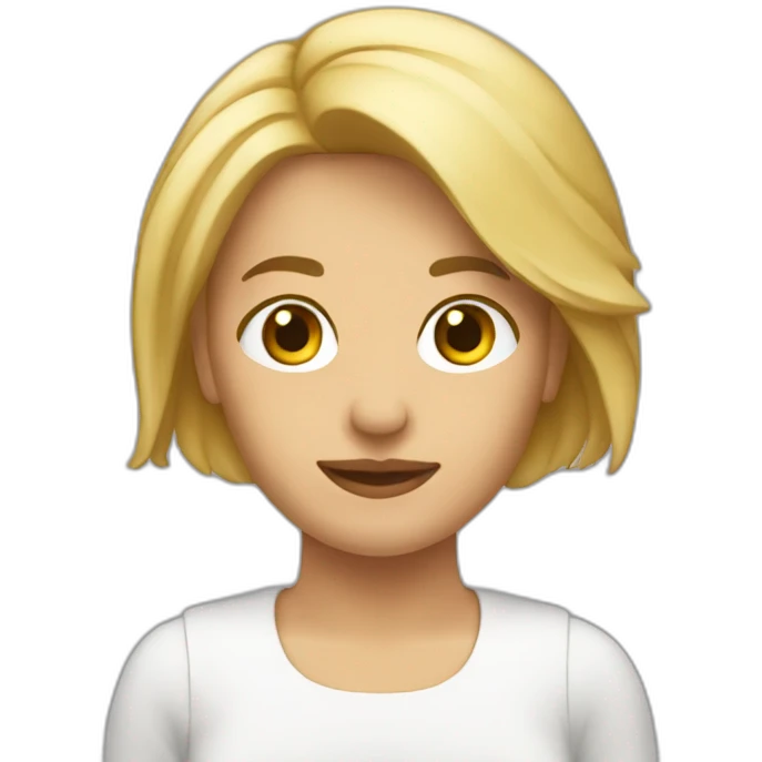 Mujer de 54 años pelo muy corto rubio pensando emoji