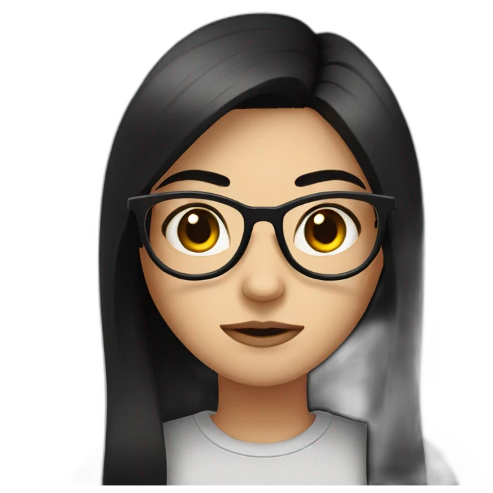 girl-glasses-anger-black straight hair-wirte skins-dark eyes-smal eyes emoji