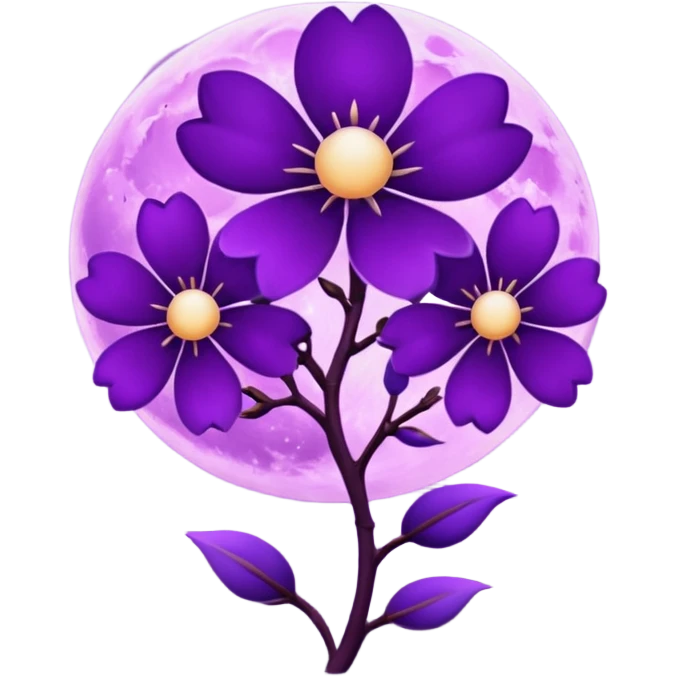 dark purple blossom with a purple Moon emoji