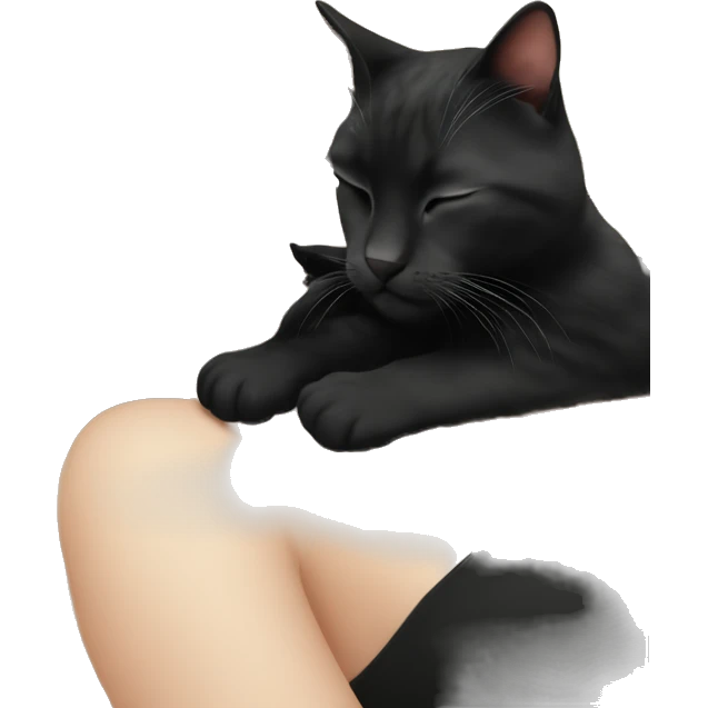White girl with blonde hair sleeping with black kitty emoji