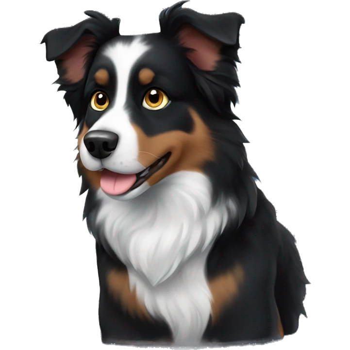 Small black australian shepherd dog moon emoji