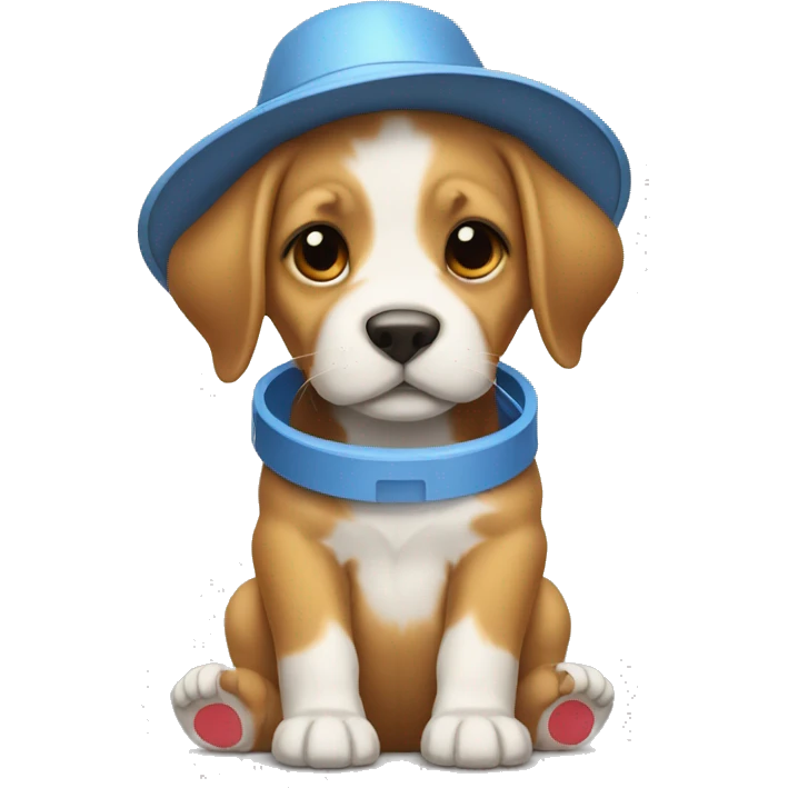 Puppy on its back legs with a bucket hat on emoji