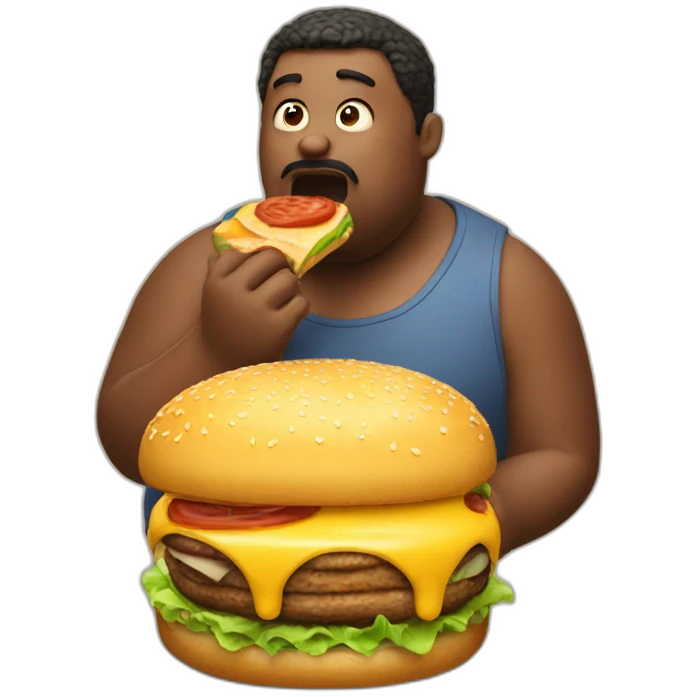 Fat man eating a hamburger  emoji