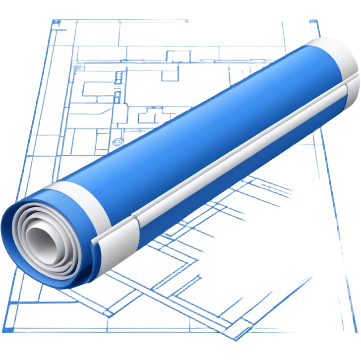 blue blueprint plan with white lines, side view emoji