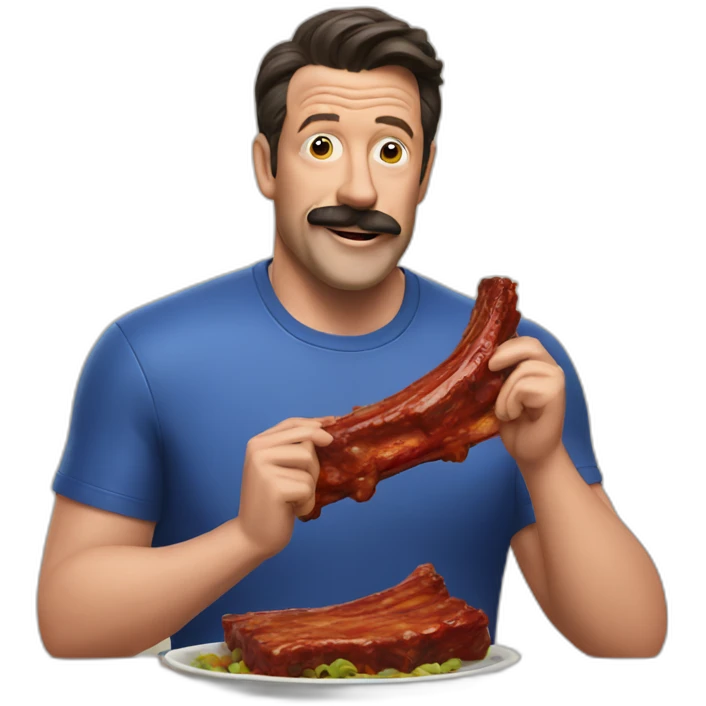 Ted lasso eating bbq ribs emoji