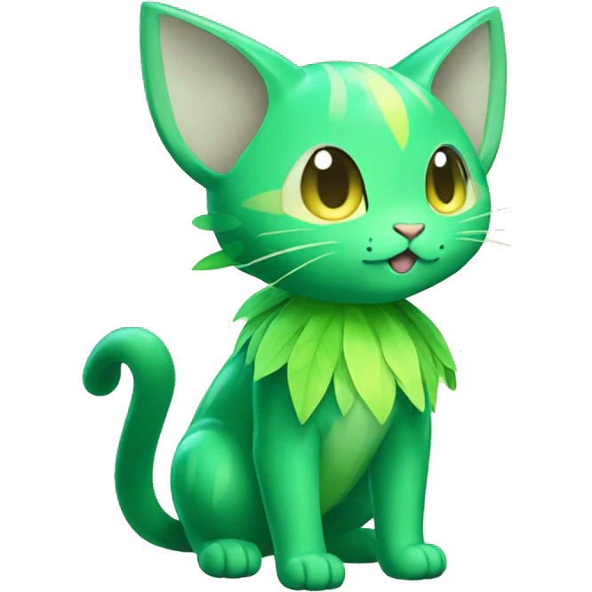 Shiny Grass-type-Fairy-type-Fakémon-Cat full body emoji