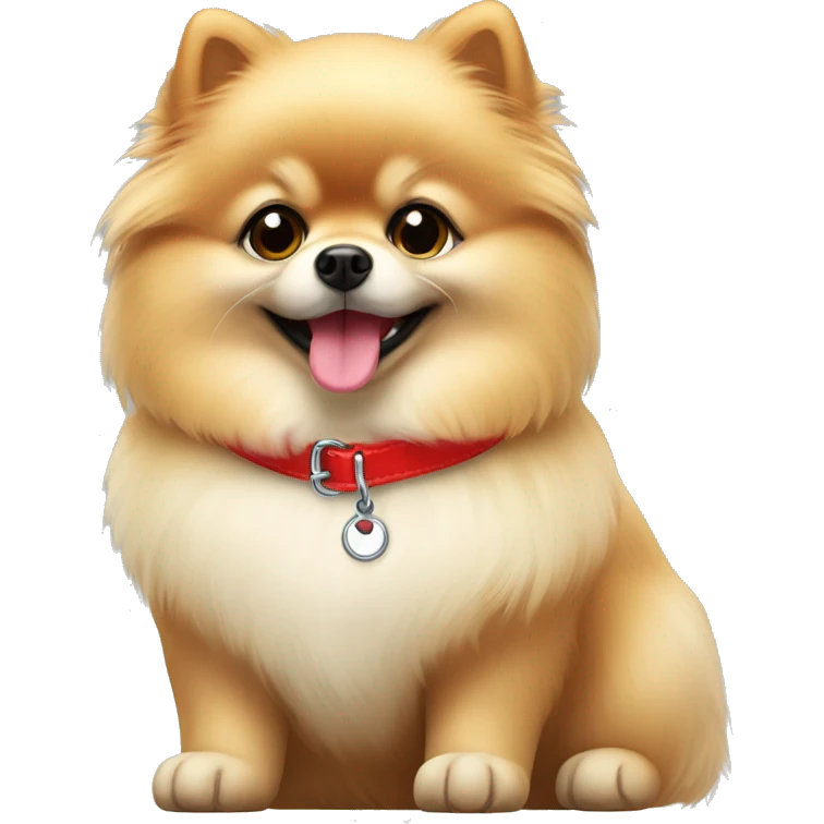 Pomeranian with red collar emoji