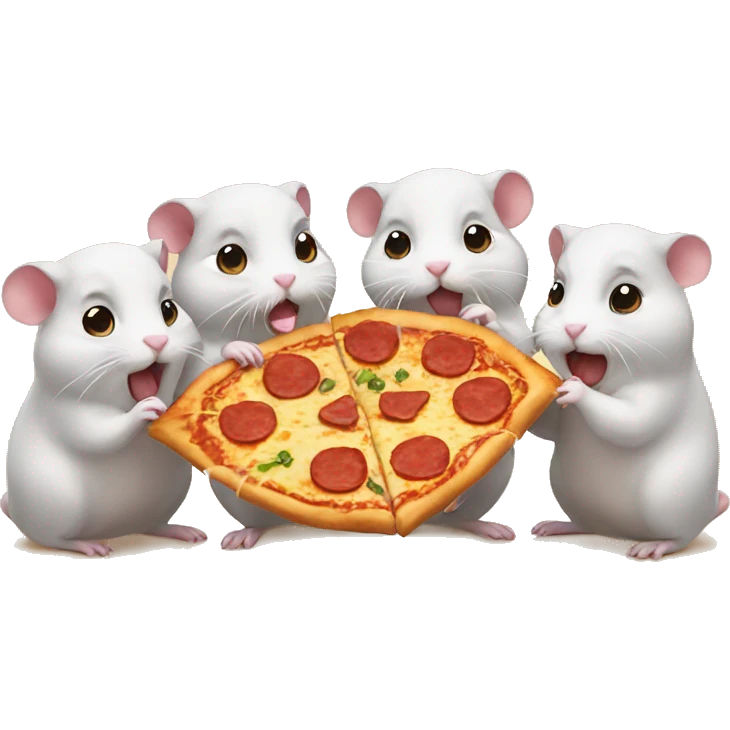 four hamsters eating pizza emoji