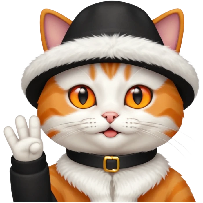 Cat with a hat flipping off emoji