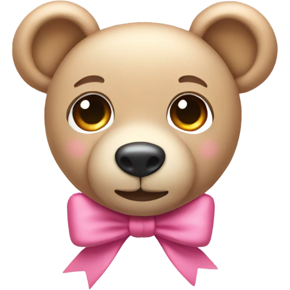 Light Beige teddy bear eyes wearing a pink bow on its right ear emoji