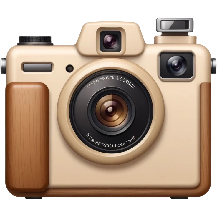 A beige camera and a photo frame next to it emoji