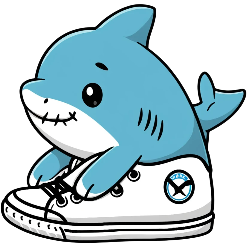 shark wearing sneakers, playful emoji