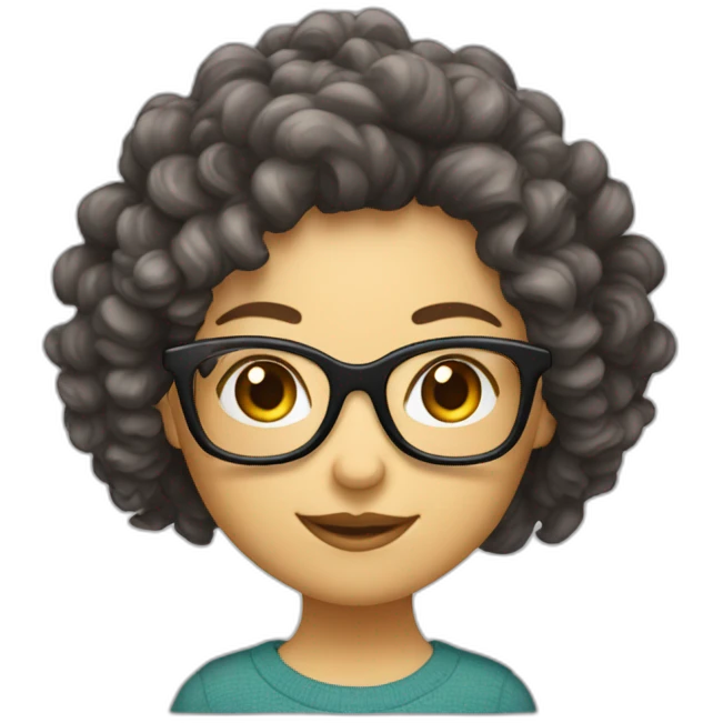 Fille lunettes cheveux bouclés emoji