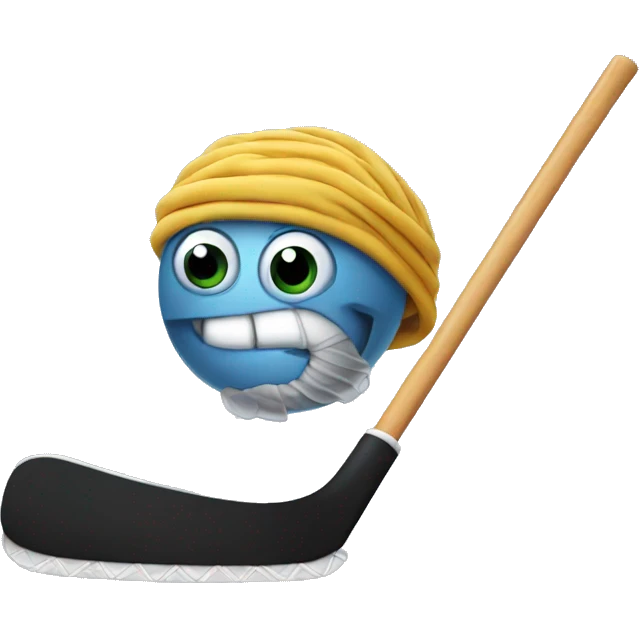 Worm playing hockey emoji