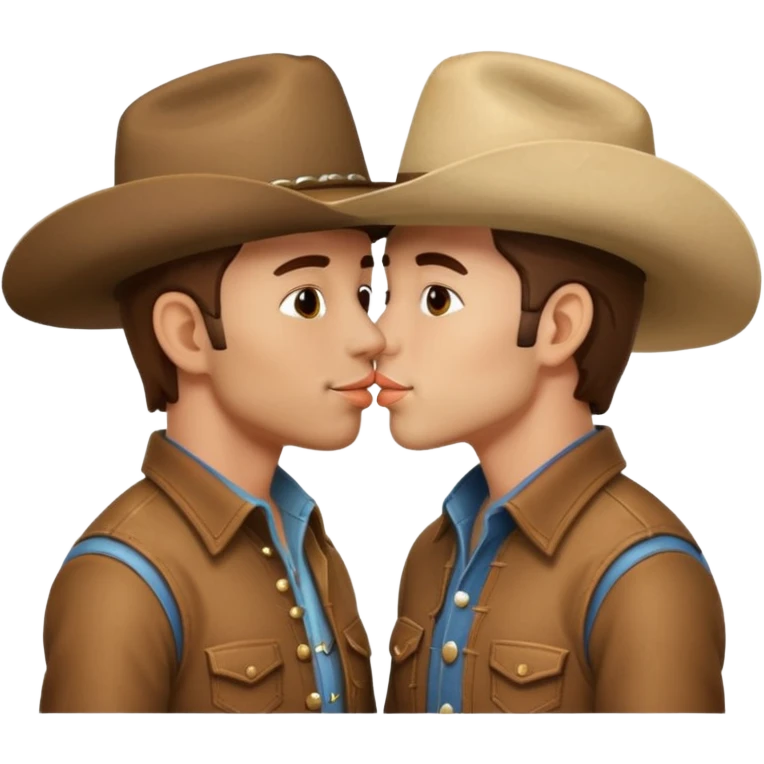 two men cowboys kissing with cowboy hats emoji