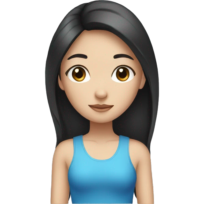 tan asian girl with dark long hair and blue eyes emoji