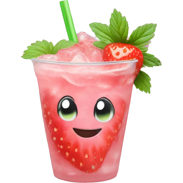 Pastel pink mojito strawberry  emoji