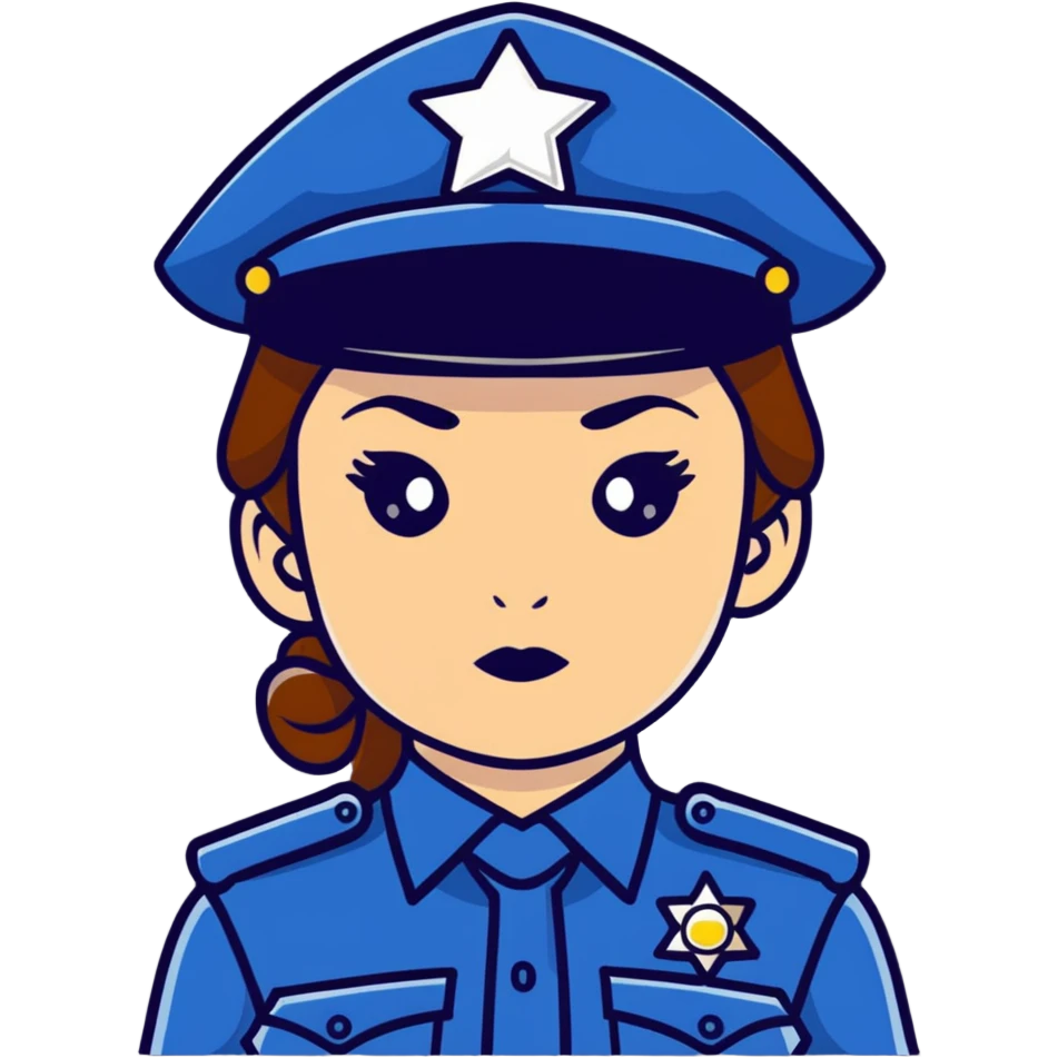 Female Russian police officer in uniform with distinctive police cap, professional look emoji