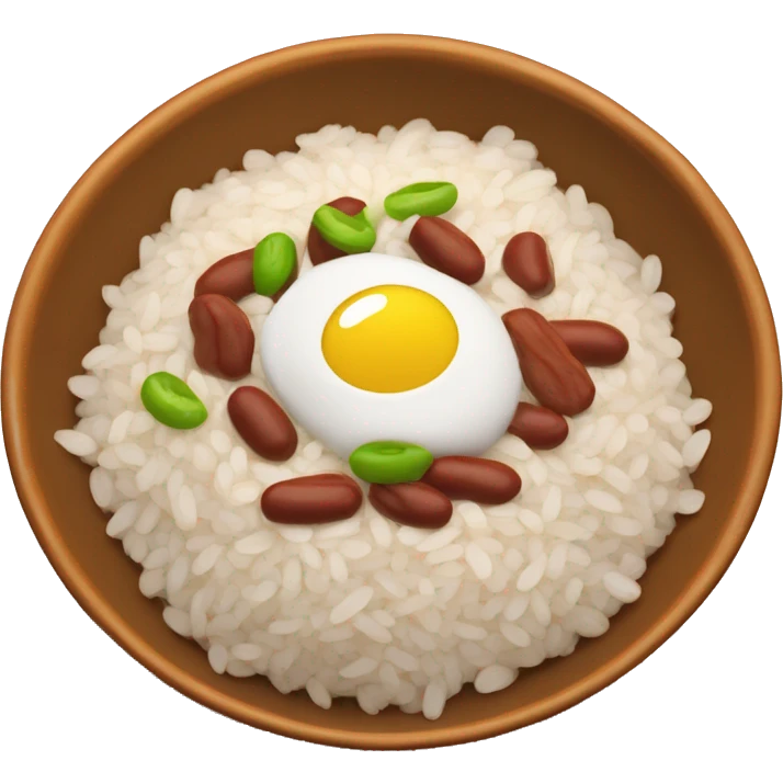 Puerto Rican dish “arroz con habichuelas” which is white rice and beans in a bowl emoji
