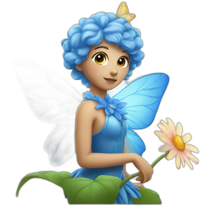 Blue fairy on a flower emoji