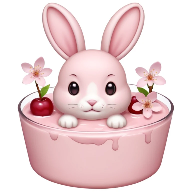 sakura pudding shaped like a bunny with cherry blossom accent emoji