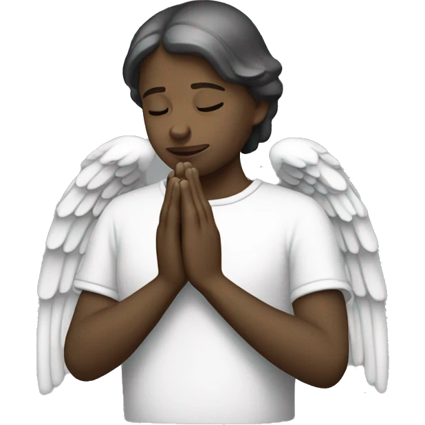 classic monochrome angel praying with closed eyes emoji