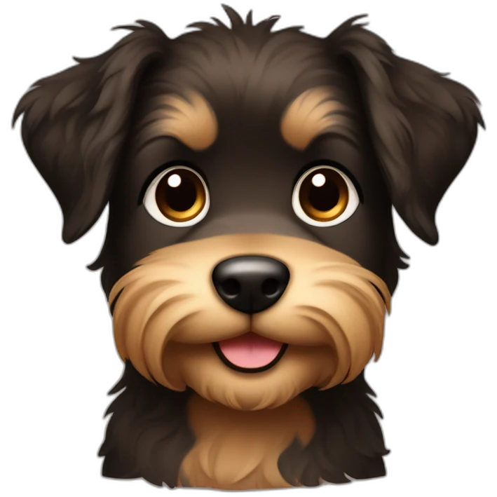 bouvier fawn brown and black puppy face very long hair smiling dark ears emoji
