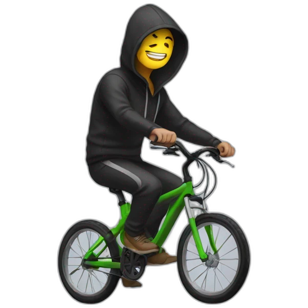 Hacker on bike with hoodie emoji