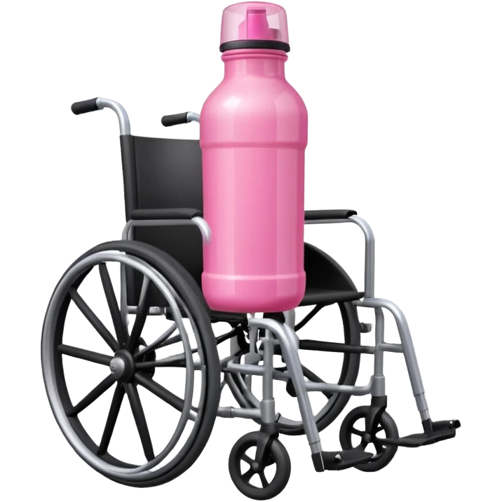 Pink water bottle sitting on a wheelchair with cars   emoji