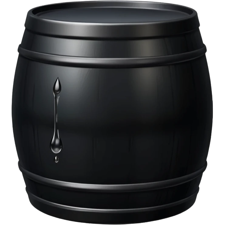 generate an ultra realistic black metal barrel without rust and with a black drop of oil on it emoji