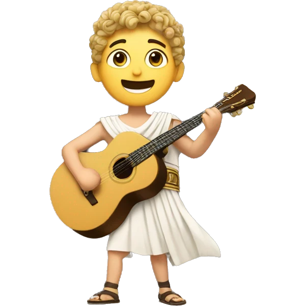 white boy in a Ancient Greek costume singing, on stage  emoji