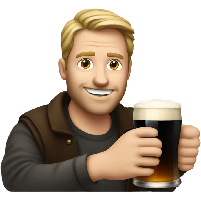 White guy drinking a Guinness emoji