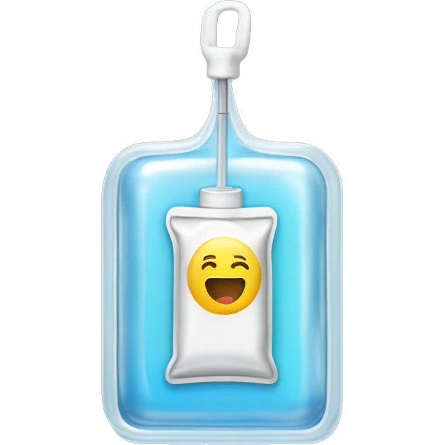 Rectangular transparent plastic iv bag filled with 500ml of fluid hanging on an iv pole in an intensive care unit  emoji