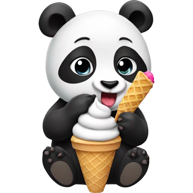 Panda eating ice cream emoji