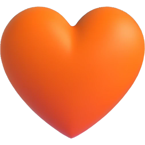 dark orange heart, 3D style emoji