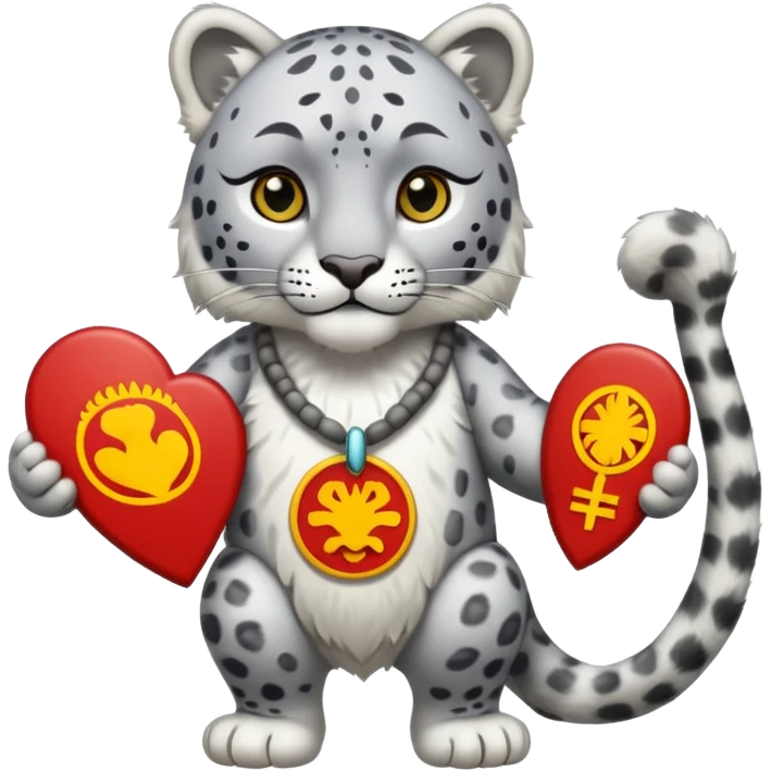 снежный барс - символ Кыргызстана.  я хочу получить картину снежного барса. Тело должно выглядеть как у человек в полный рост emoji