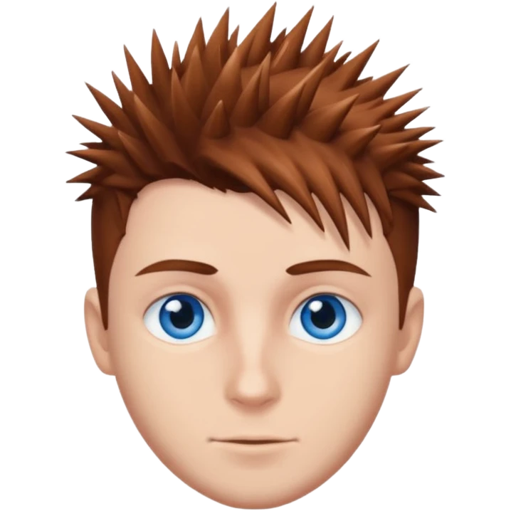 Brown spikey hair cut with blue eyes male emoji