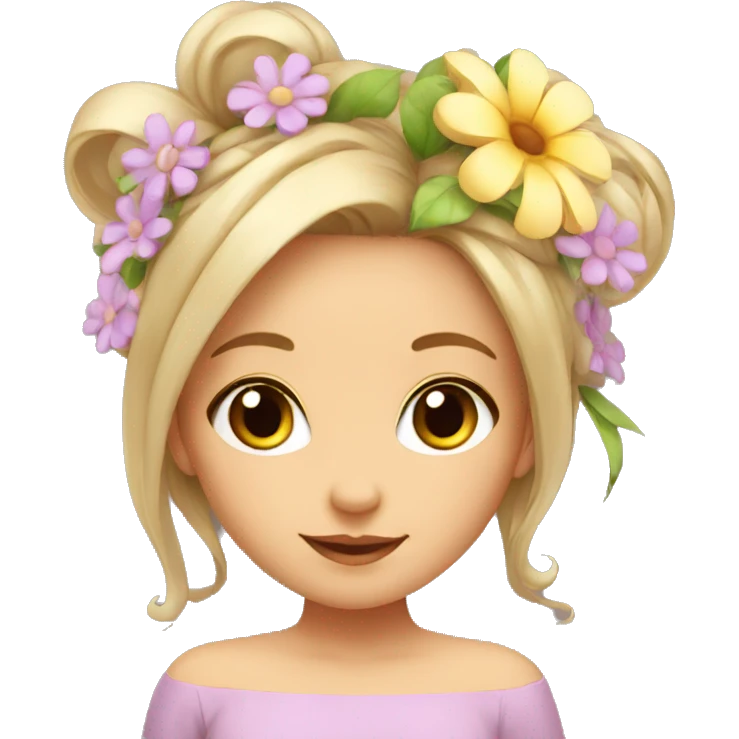 cute girl with flower on hair emoji