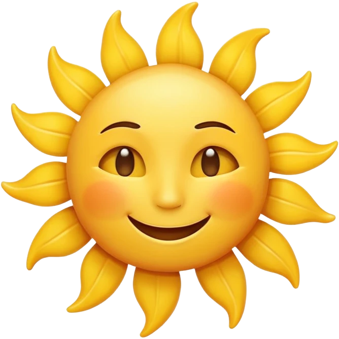 smiling sun emoji, simple and cheerful, apple style emoji