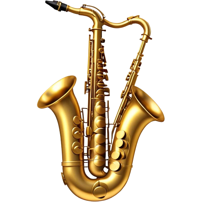 Cinematic Realistic Saxophone, smooth, curving golden brass body, intricate keywork reflecting soft warm light, rich patina adding character, glowing with a jazzy and atmospheric presence. emoji