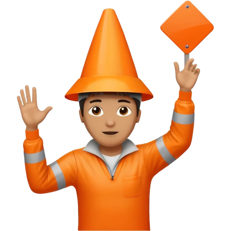 orange traffic cone man dancing with sign in his hand saying “stop using ai” emoji