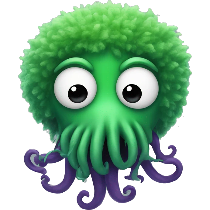 A green fuzzy dude with tentacles for a mouth emoji